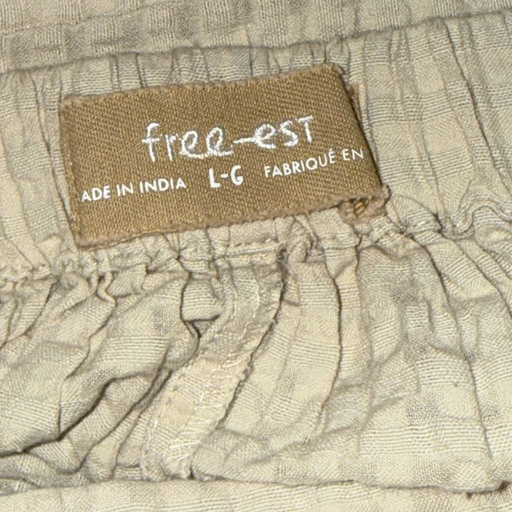 Free People free-est Pucker Check Wrap Shorts Oatmeal 100% Cotton Size L - Picture 14 of 14